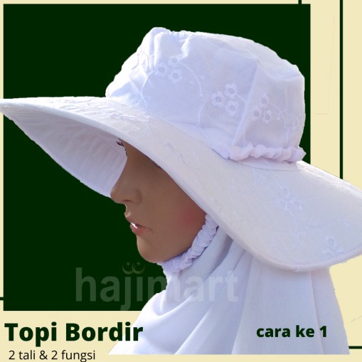 Super Shipment TOPI HAJI UMROH BORDIR  TOPI PUTIH WANITA  PERLENGKAPAN HAJI UMROH