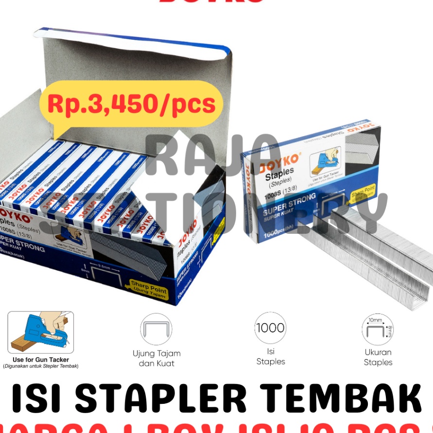 

Spesial STAPLES JOYKO 1S GUN TACKER STAPLES GUN REFILL ISI STAPLES STEPLER TEMBAK HEKTER 138 BOX 1PCS