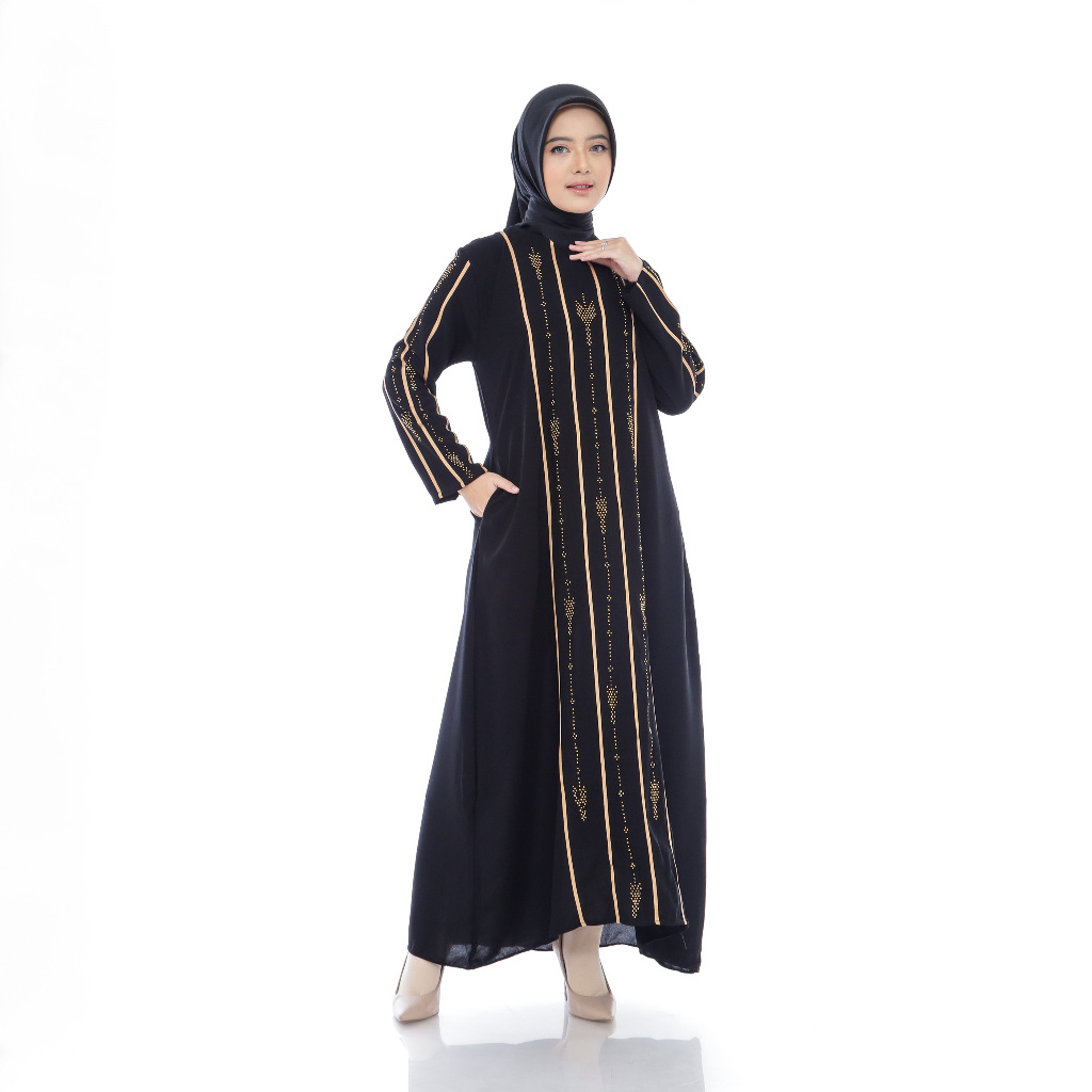 003 Dress Abaya Turkey Hitam Gamis Turki Muslim Variasi Bordir Payet Mewah