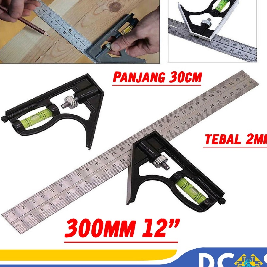 

KI3 Penggaris Siku L Kombinasi Wateass Combination Square Ruler Sudut