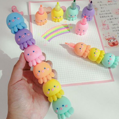 

KP8 Hhlhter Octopus Tumpuk 1 Set Spidol Pastel Marker Textlhter Textr Gurita Ubur Ubur