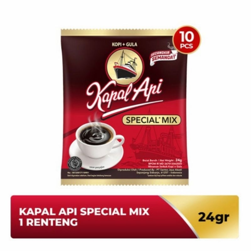 

KOPI KAPAL API SPECIAL MIX 1 renceng /10 sachet FREE 1 Sachet