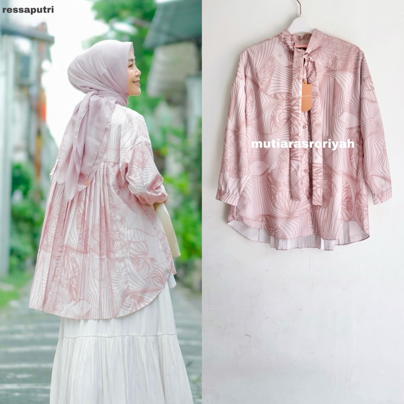 READY STOCK Riamiranda Beta Top Dusty Pink Ria Miranda Kahuna Spring 2024 Pleats Blouse Baju Atasan 
