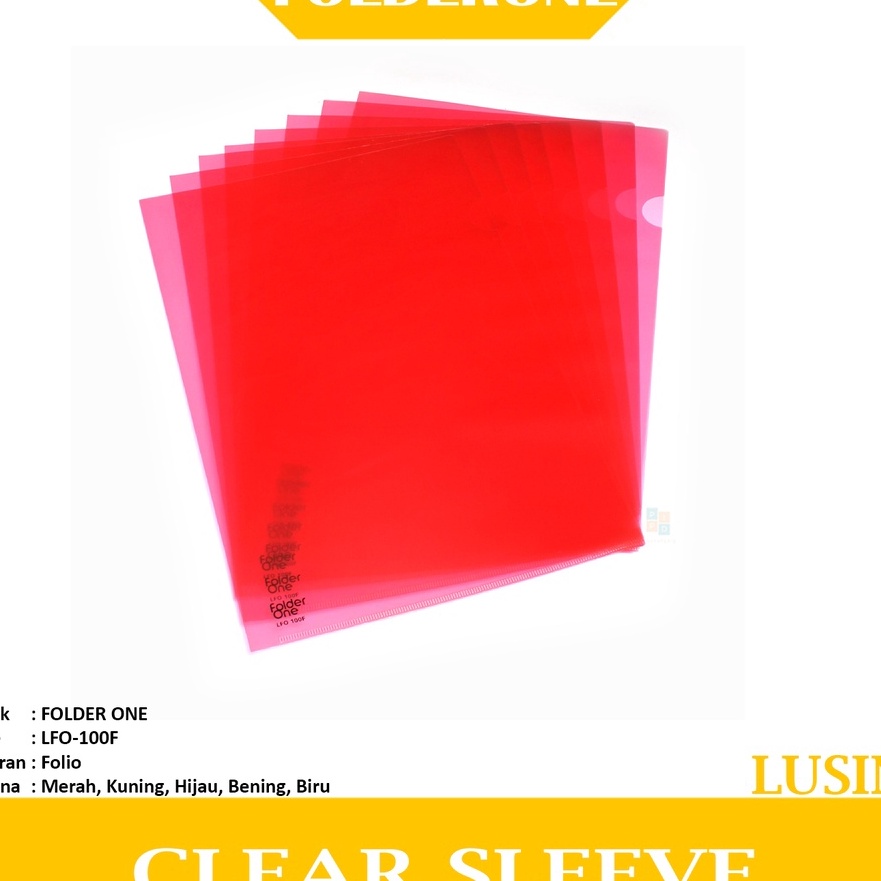 

Hemat FOLDER ONE Map L Map Bening Folio F4 Warna Lusin