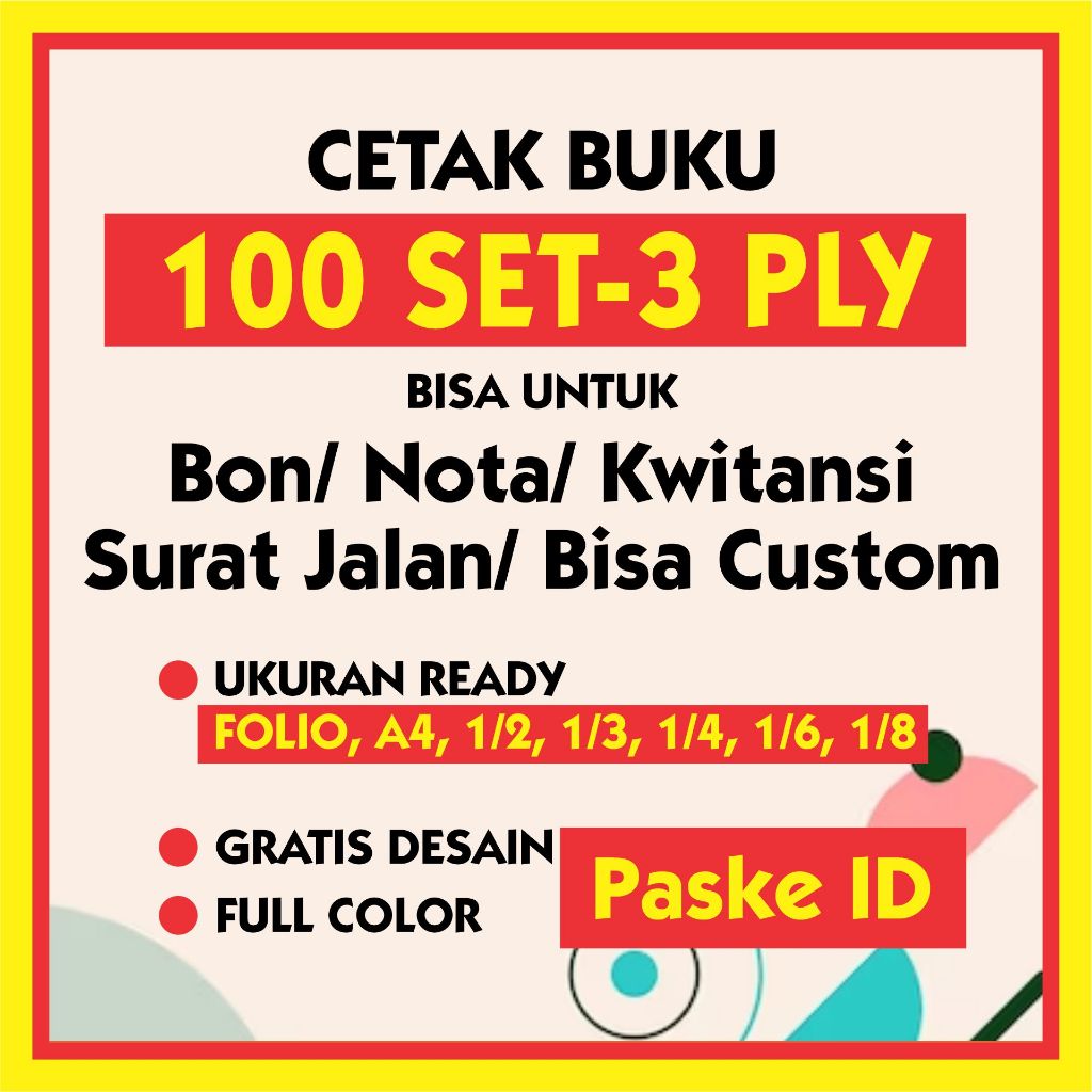 

100 SET CETAK NOTA 3 PLY DESAIN SESUAI NAMA USAHA SENDIRI