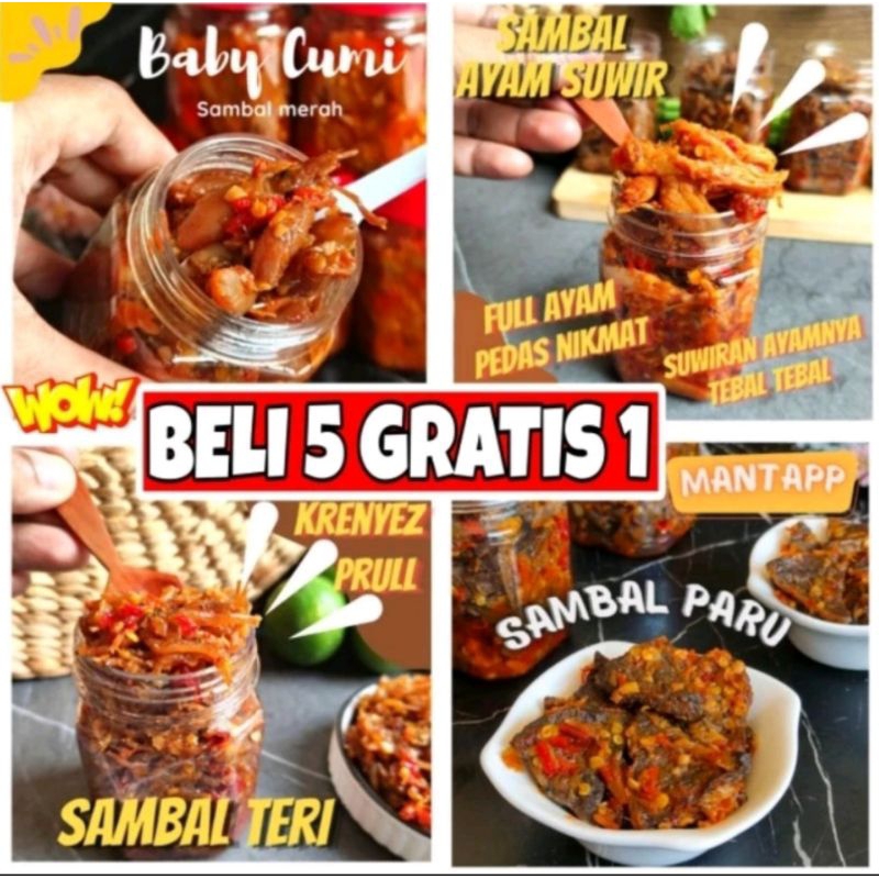 

Sambal Baby Cumi, Cakalang, Roa, Ayam Suwir,Paru,Teri Medan,Kecombrang,Pete,Jengkol,Bawang.150G by INDO SAMBEL