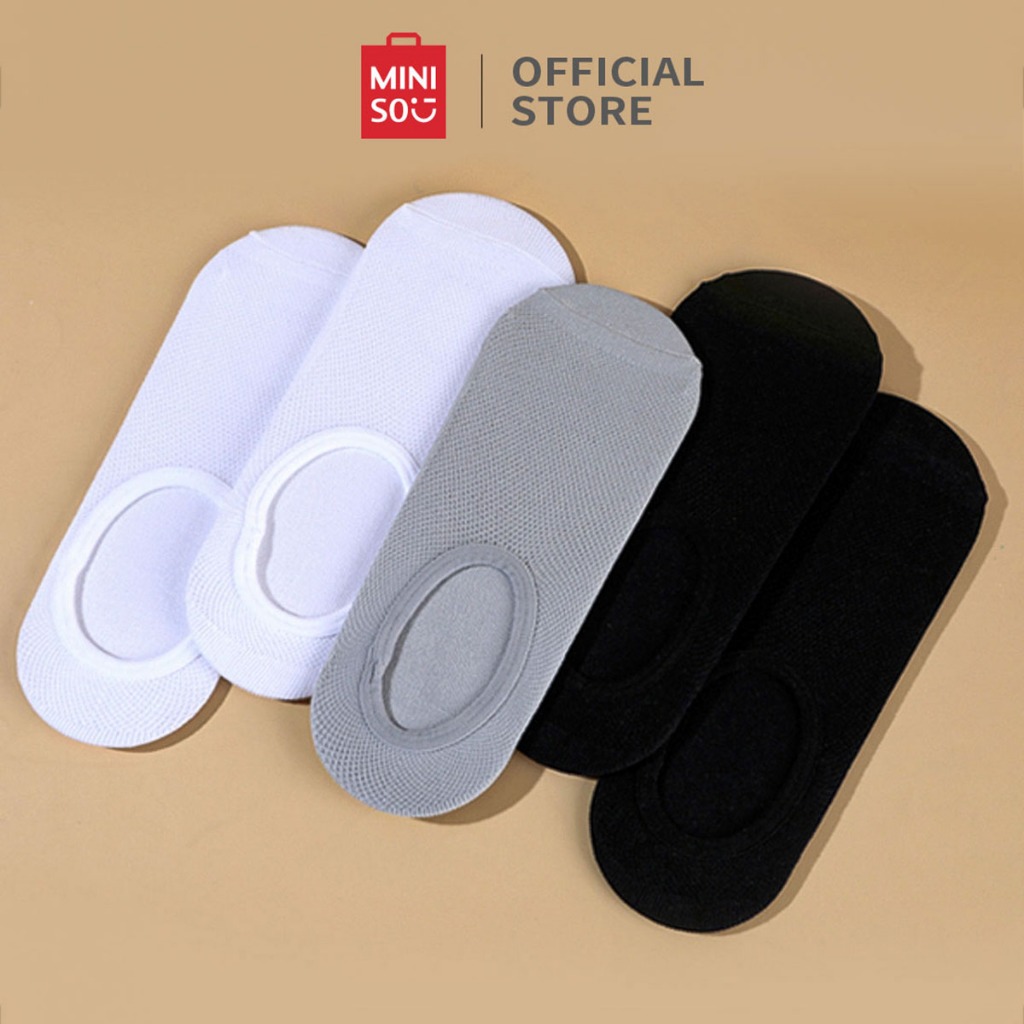 Miniso Kaos Kaki Pria Men's Socks Dangkal Tak Terlihat Silikon Anti Selip Tipis dan Bernapas 5 Pairs