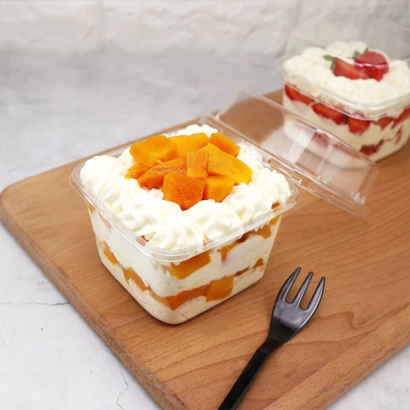Dessert Box Mika Square 250 ml + Lid Dome / Cup Salad Pudding Jelly Puyo Ice Cream Yoghurt Chesse Ca