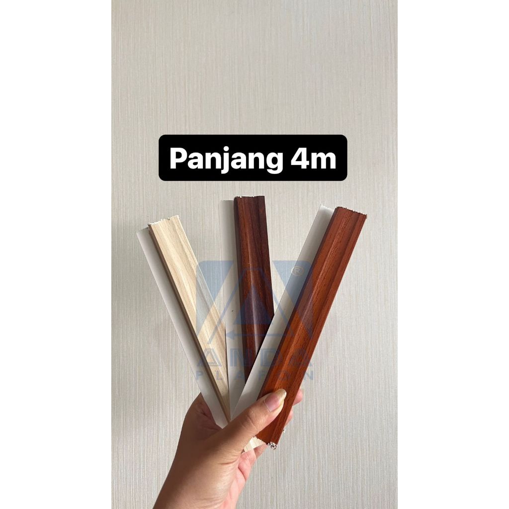 Lis Tutup 4m Plafon PVC Lis U Plafon PVC Panjang 4m Motif Kayu Laminate