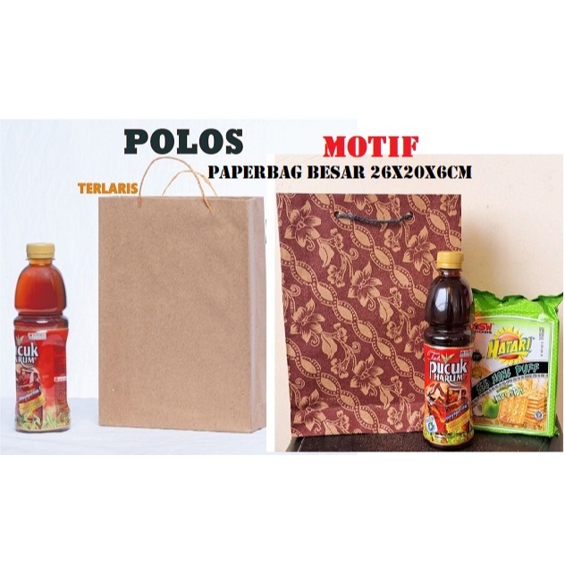 

Paperbag Besar Isi 50 Pcs Ukuran besar 26x20x6 cm
