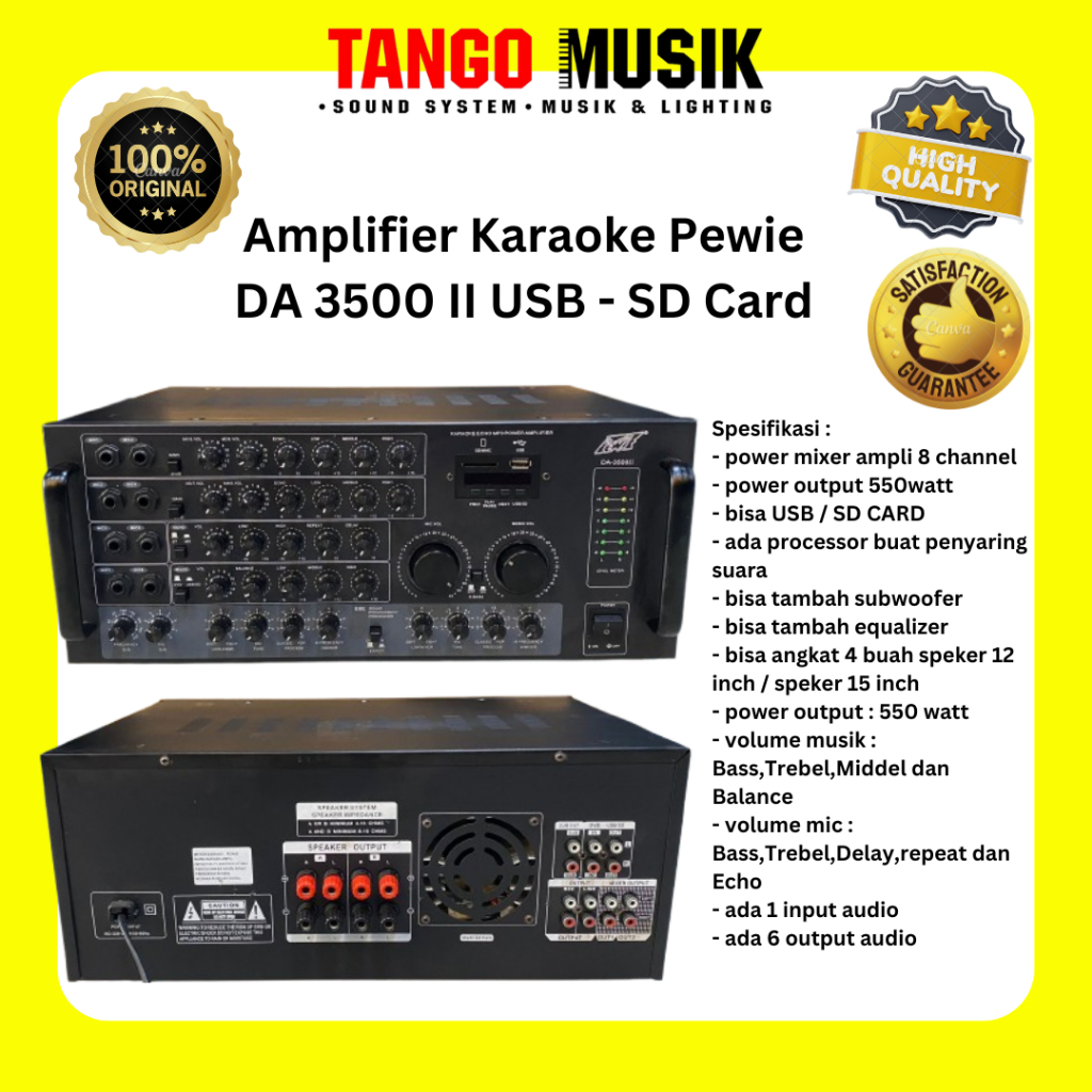 AMPLIFIER PEWIE DA 3500 II 550 WATT / POWER AMPLIE KARAOKE TERBARU / AMPLIE KARAOKE BMB / AMPLIE SPE