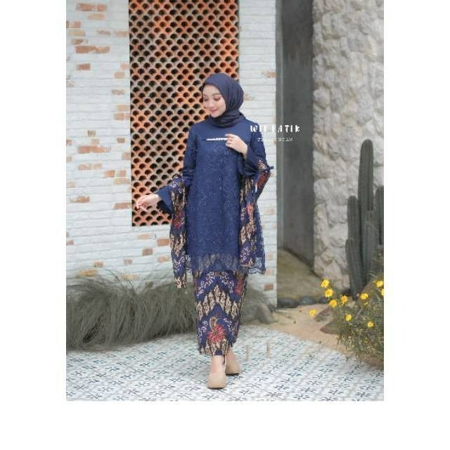 ADA JUMBO / NADIA SET KEBAYA BROKAT MODEL TUNIK TERBARU LAPIS SATIN PREMIUM KOMBINASI PAYET MUTIARA 