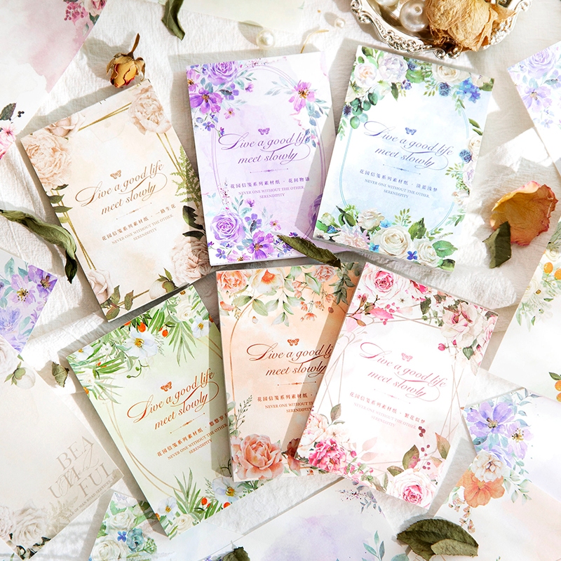 

50 Lembar Kertas Hias Seri Bunga Romantis 6,8x9,8cm Untuk Dekorasi Scrapbook Bullet Journal Diary Jurnal Retro Vintage