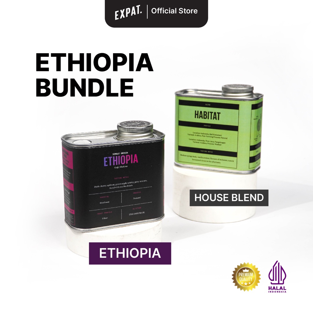 

Expat Roasters Kopi Premium Ethiopia Filter and House Blend Espresso Coffee Beans Biji Bubuk Arabika 2 x 200gr
