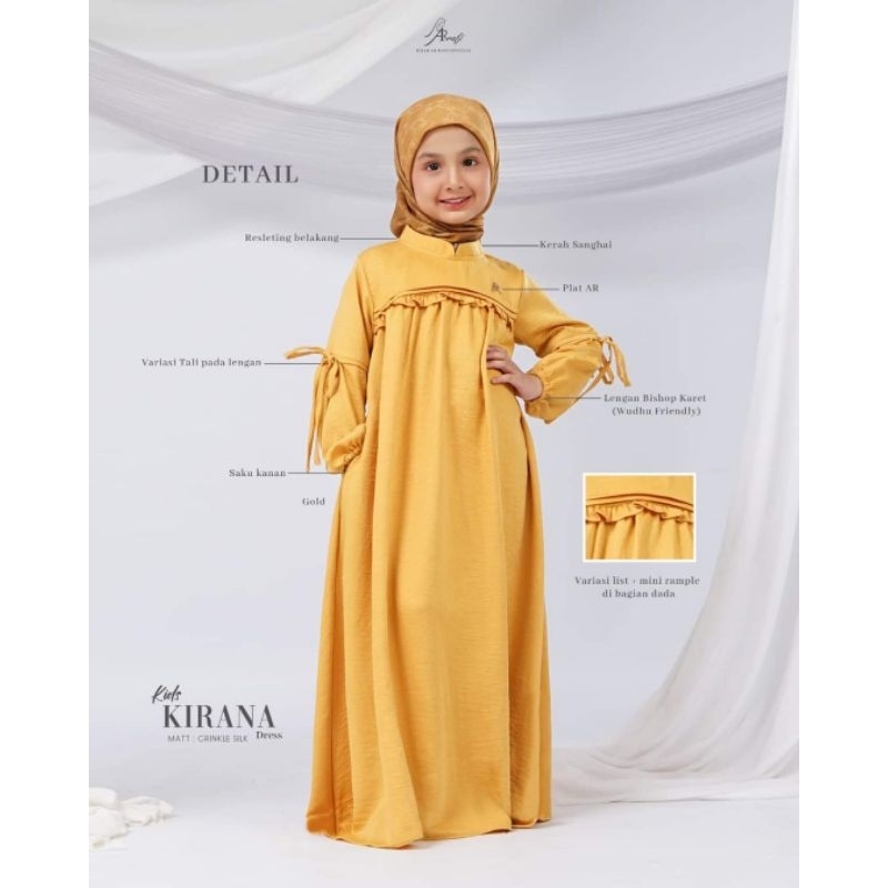 Kirana Dress Kids by Arrafi ORI Gamis Anak Crinkle Silk