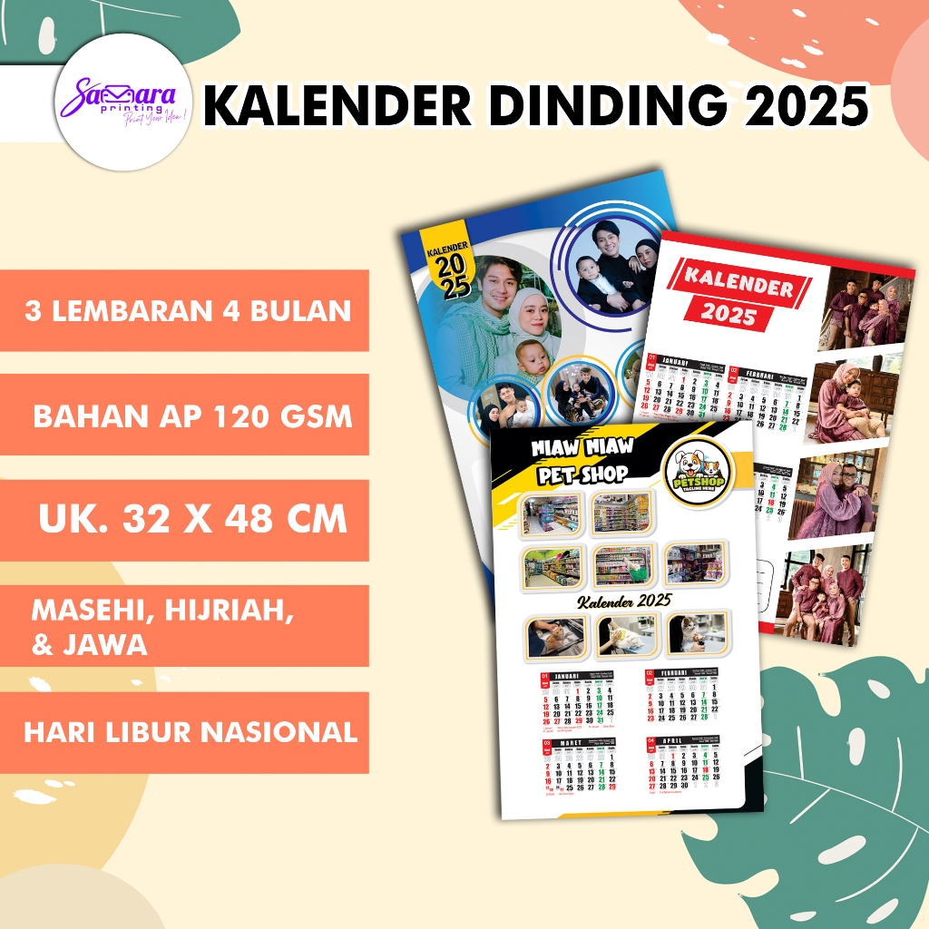 

Kalender dinding 2025 [3 Lembaran/4 bulan]