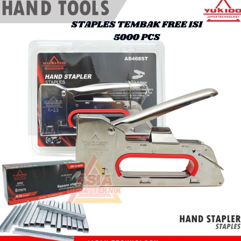 

ART R9I2 Staples Tembak R23 Bonus isi 5pcs Gun Tacker Stapler Staples Perekat Powerfull YUKIDO