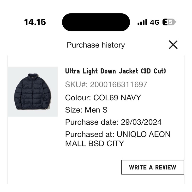 Uniqlo Ultra Light Down Puffer Jacket