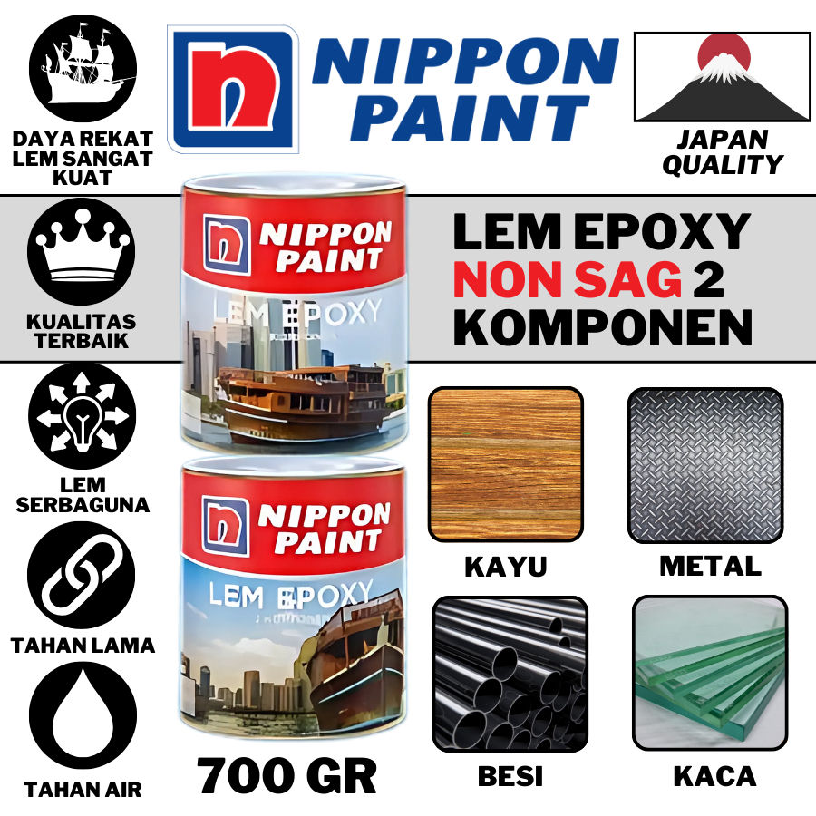 NIPPON PAINT LEM EPOXY NON SAG NIPPON LEM EPOXY NIPPON 2 KOMPONEN HARDENER & RESIN 700 GRAM