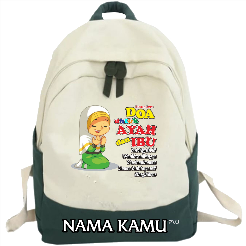 Tas Anak Perempuan Motif Muslimah - Doa Ortu Tas Ransel Anak Perempuan