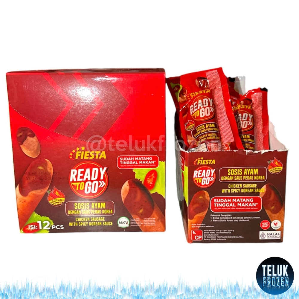 

Fiesta ready to go sosis ayam rasa saus pedas korea 60g 60 gr gram chicken sausage spicy korean sauce sudah matang halal enak murah daging olahan 1 box isi 12 pcs