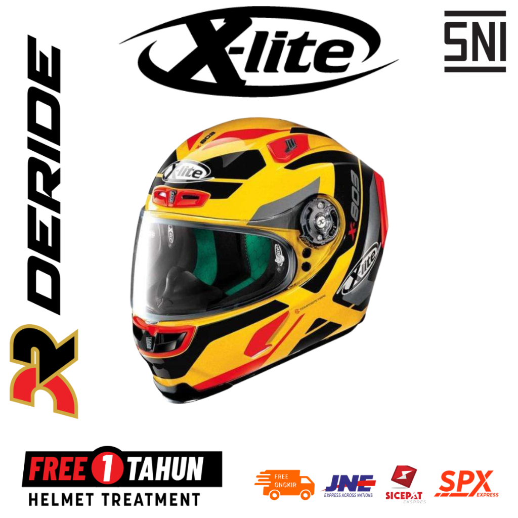 HELM XLITE X-803 MASTERY 034 SPARK YELLOW FULL FACE SNI