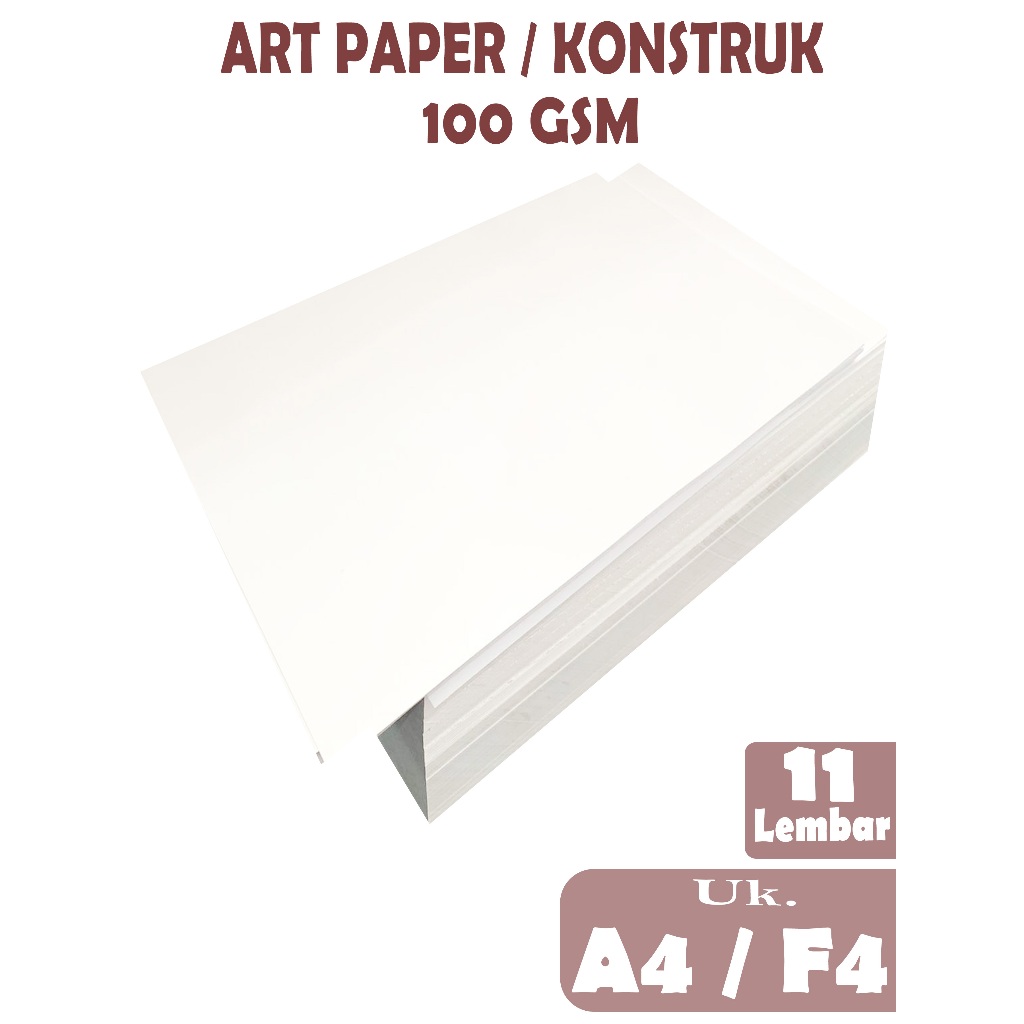 

ART PAPER / KONSTRUK 100 GSM UKURAN A4 ( 21 X 29,7 CM ) F4 ( 21,5 X 33 CM ) , 11 LEMBAR
