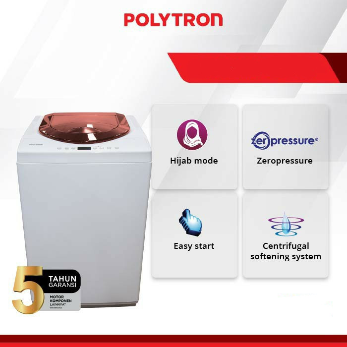 POLYTRON MESIN CUCI TOP LOADING 7.5 Kg POLYTRON PAW-75517WM MESIN CUCI 1 TABUNG 7.5KG