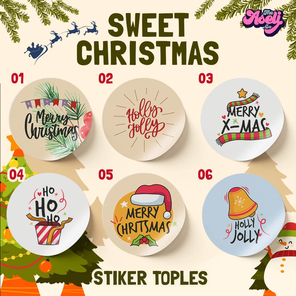

stiker toples natal, stiker kemasan natal, stiker hampers
