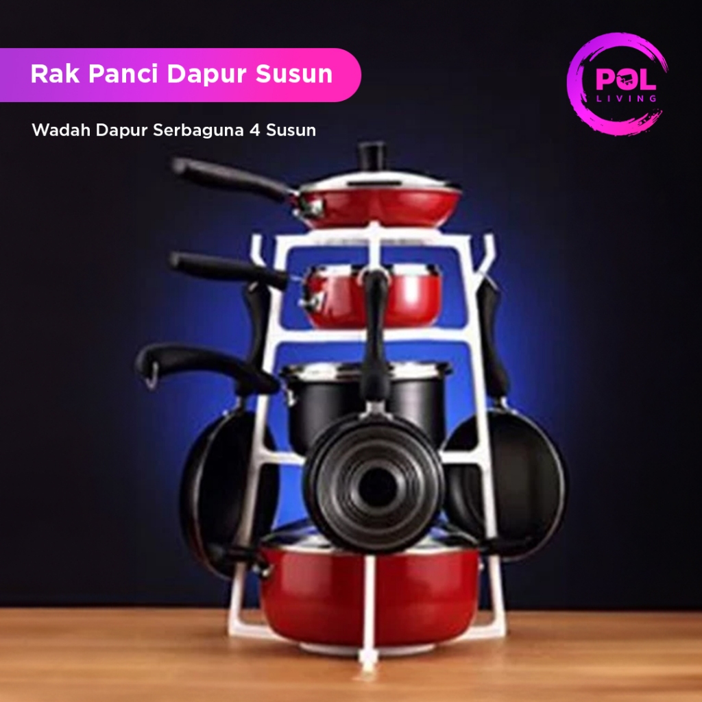 POL - Rak Panci Dapur 3 Susun Plastik