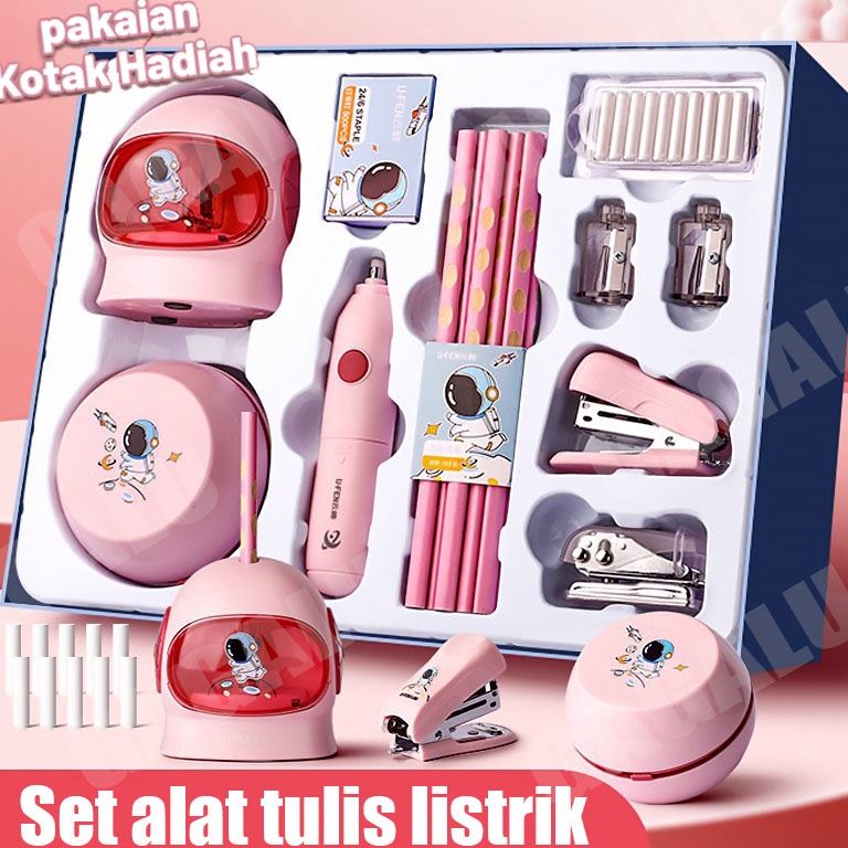 

ART K7R8 GAGALU Electric Stationery Set Set Alat Tulis Elektrik Rautan Penghapus Vacuum Pensil 11 In 1 Anak Alat Perkakas Belajar Anak Perempuan Kado