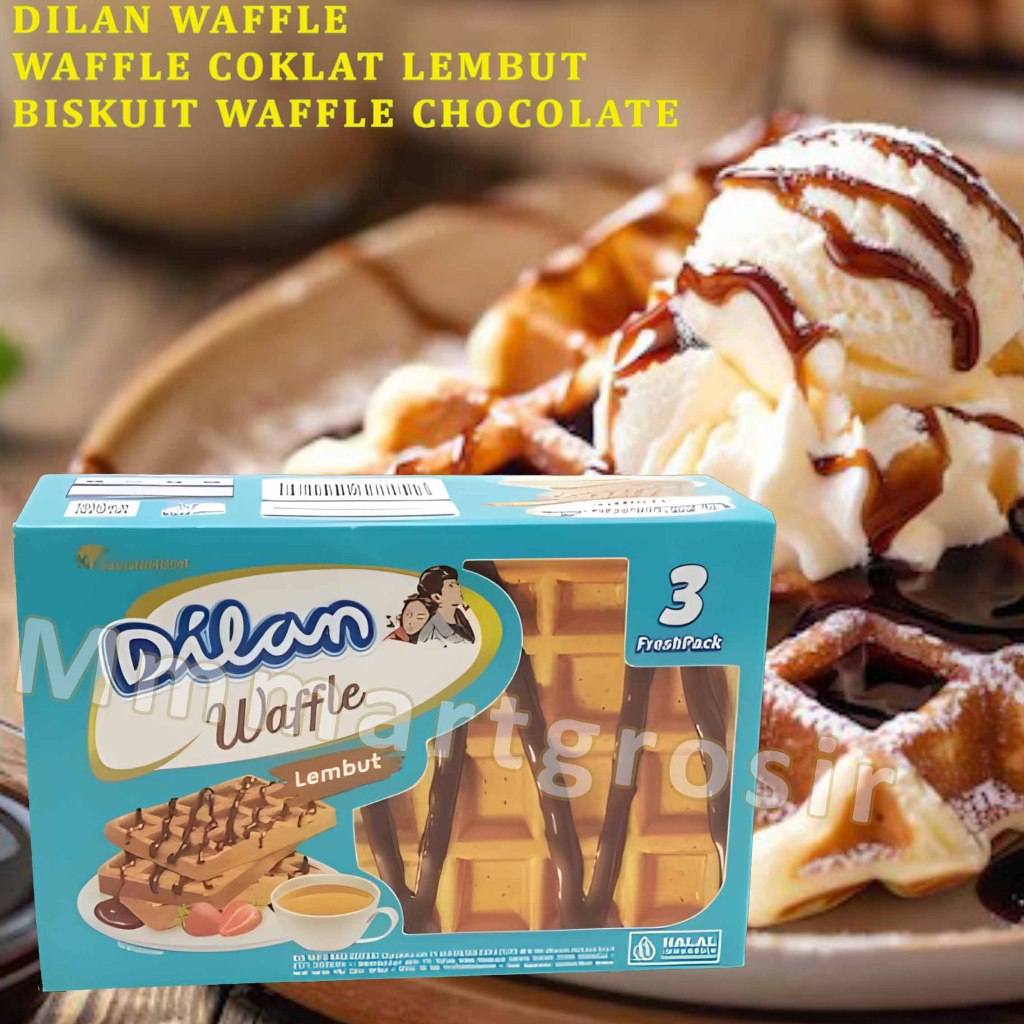 

Dilan Waffle / Biskuit Waffle Chocolate / Waffle Cokelat Lembut / Isi 3pcs x 16gr