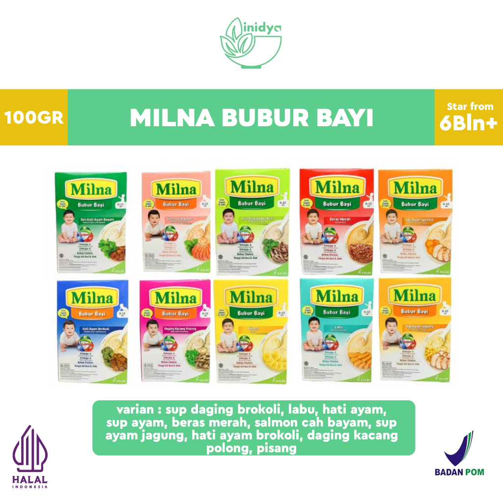 MILNA Bubur Bayi 100gr - Bubur Mpasi Instan | Makanan Bayi 6 8 bulan Promina Sun