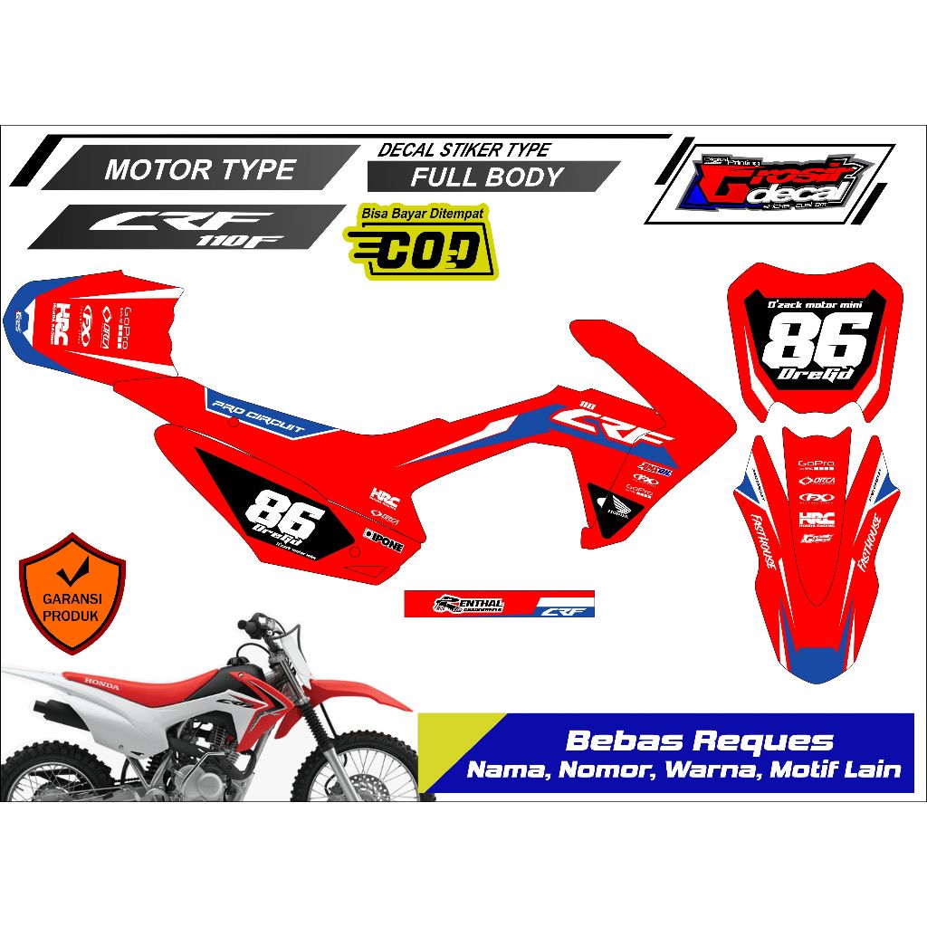 Sticker Striping Mini Trail CRF 110 Full Body Free Custom Sticker Trail Mini CRF 110 Fullbody
