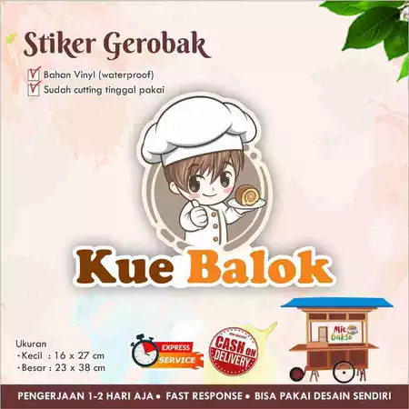 

STIKER KACA GEROBAK VINYL KUE BALOK / LABEL MAKANAN