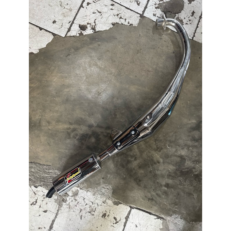CACAT knalpot satria hiu lumba 2tak full krom andy speed