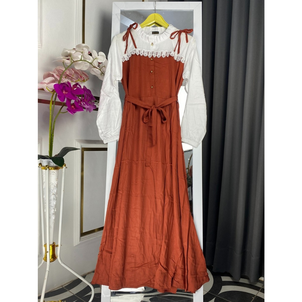 GAMIS AGHNIA RENDA POLOS DEWASA KOMBINASI PUTIH