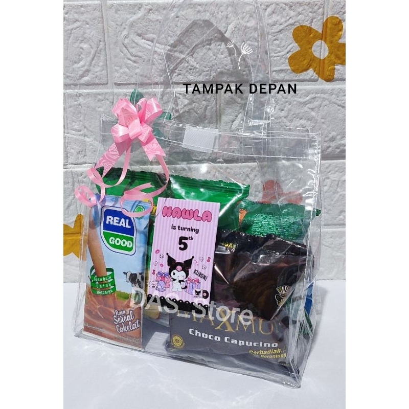 

PREMIUM SNACK TAS MIKA TRANSPARAN Free STICKER /PAKET SNACK ULANG TAHUN TERMURAH JAKSEL