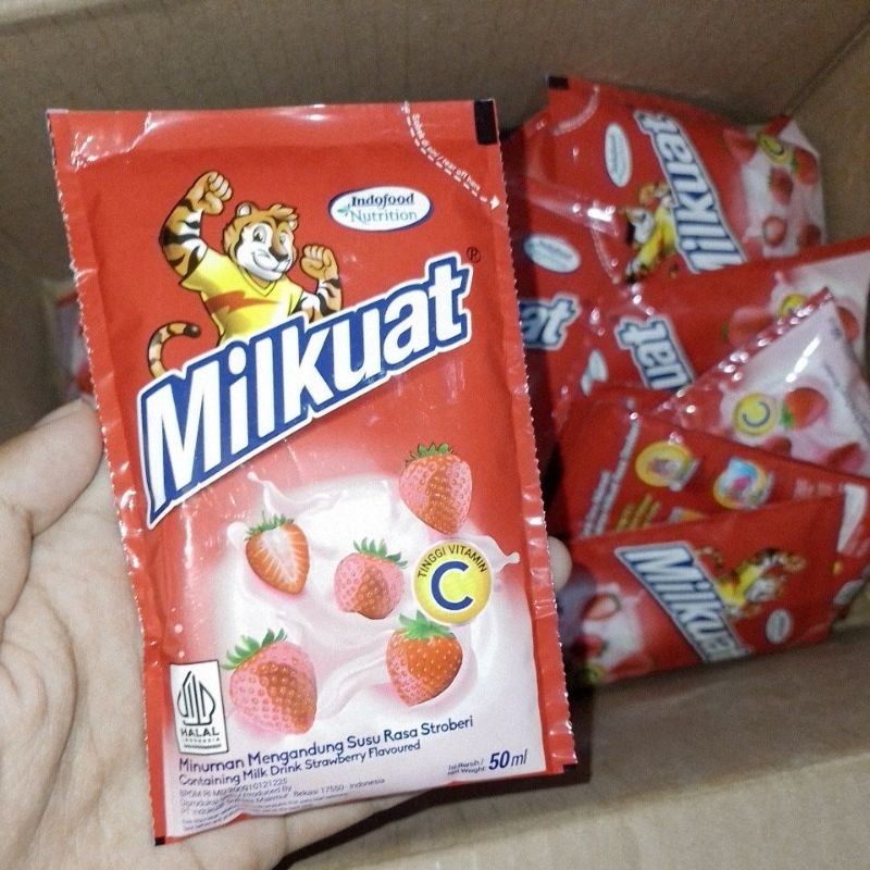 

Susu Bantal Milkuat 2000 Stroberi 50 ml | Milkuat Pouch Strawberry