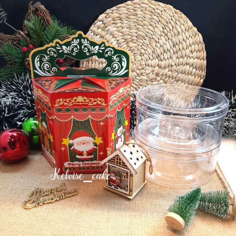 

( isi 5 box / @ 7.000 ) BOX/DUS KUE KERING NATAL/CHRISTMAS UNTUK ISI 2 TOPLES 500 GRAM
