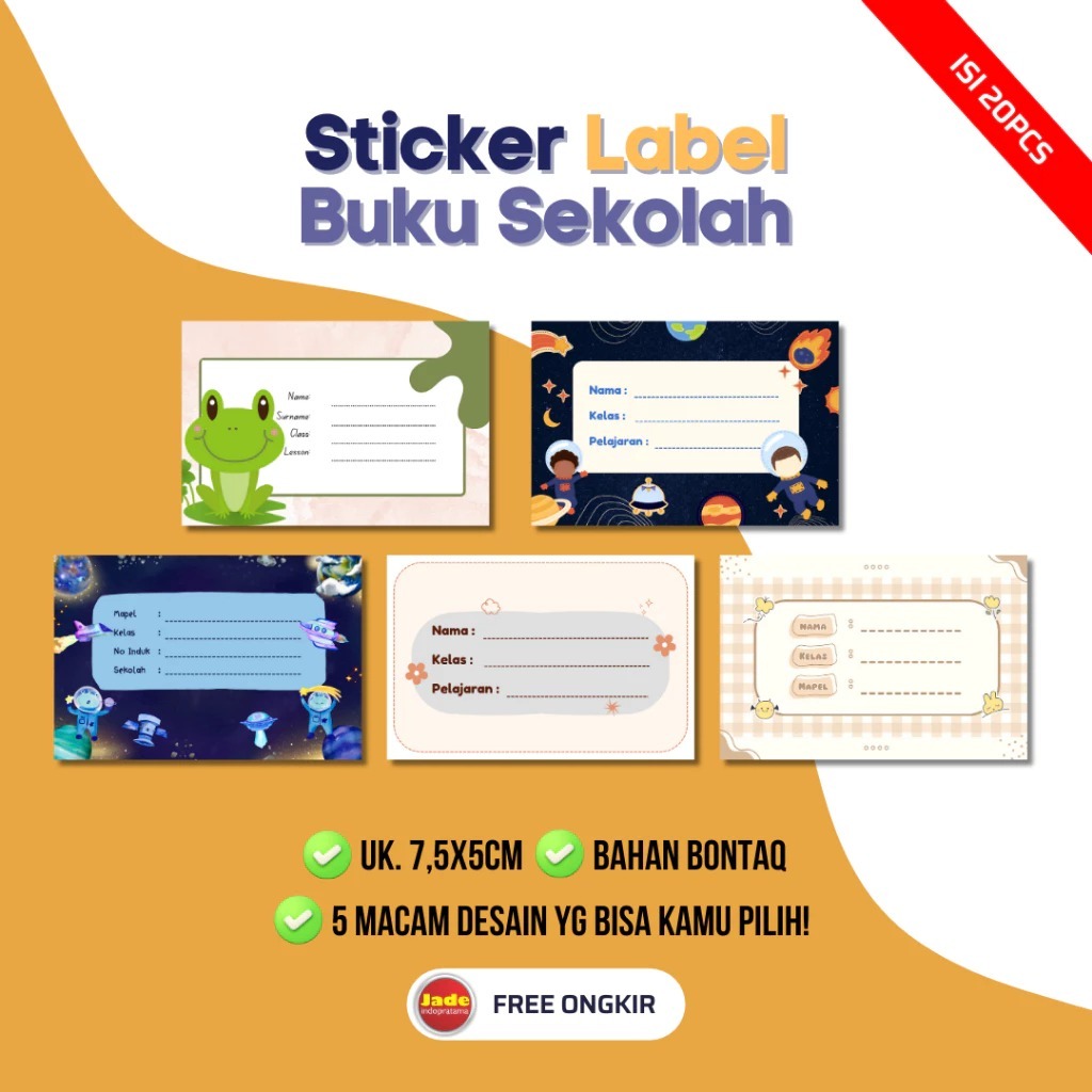 

[Isi 20pcs] Sticker Label Buku Sekolah 7,5x2,5cm Sticker Buku Aesthetic Buku Mini Stiker Buku Anak isi 20 Lembar Stiker Murah