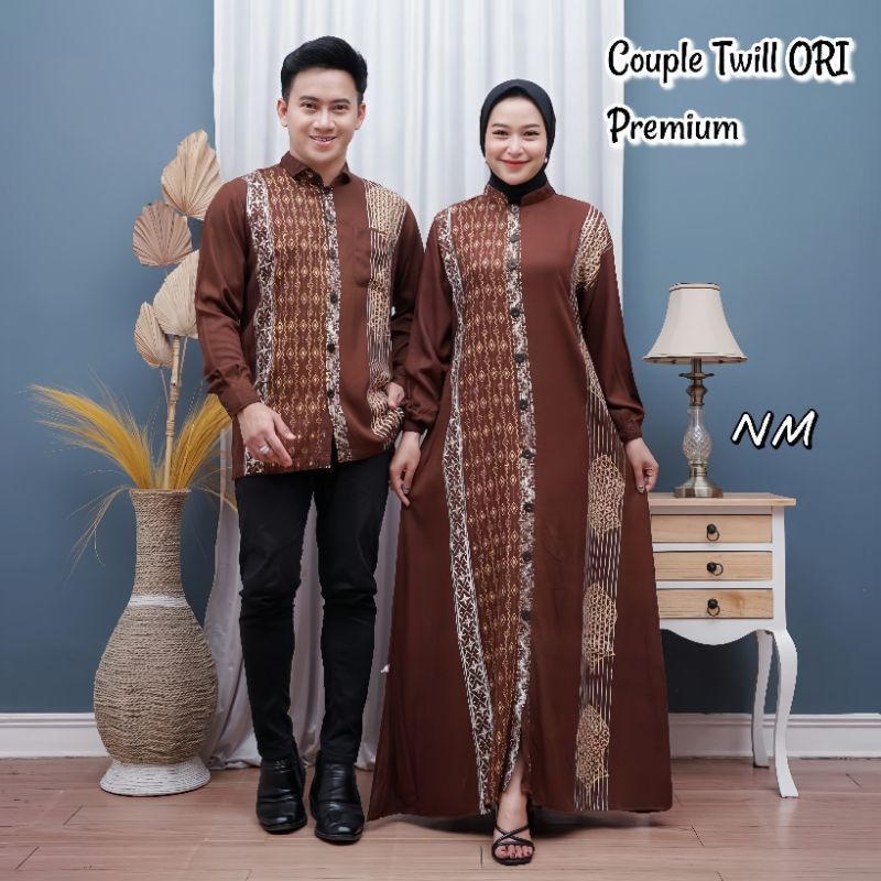 COUPLE BATIK GAMIS TWILL ORI PREMIUM MOTIF KEKINIAN BAJU BATIK COUPLE MUSLIMAH SYAR'I LENGAN PANJANG
