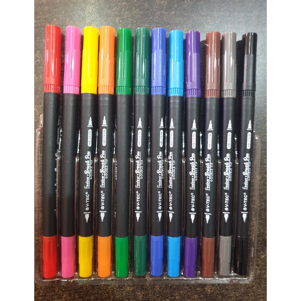 

ART S5J7 Vtec Brush Pen Dual Tip Fineliner Brush Pen Vtec 12 Warna Double Tip AM278FB