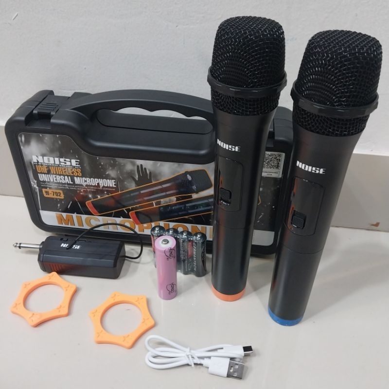 Mic UHF Wireless Noise W-702 2 Microphon Pegang