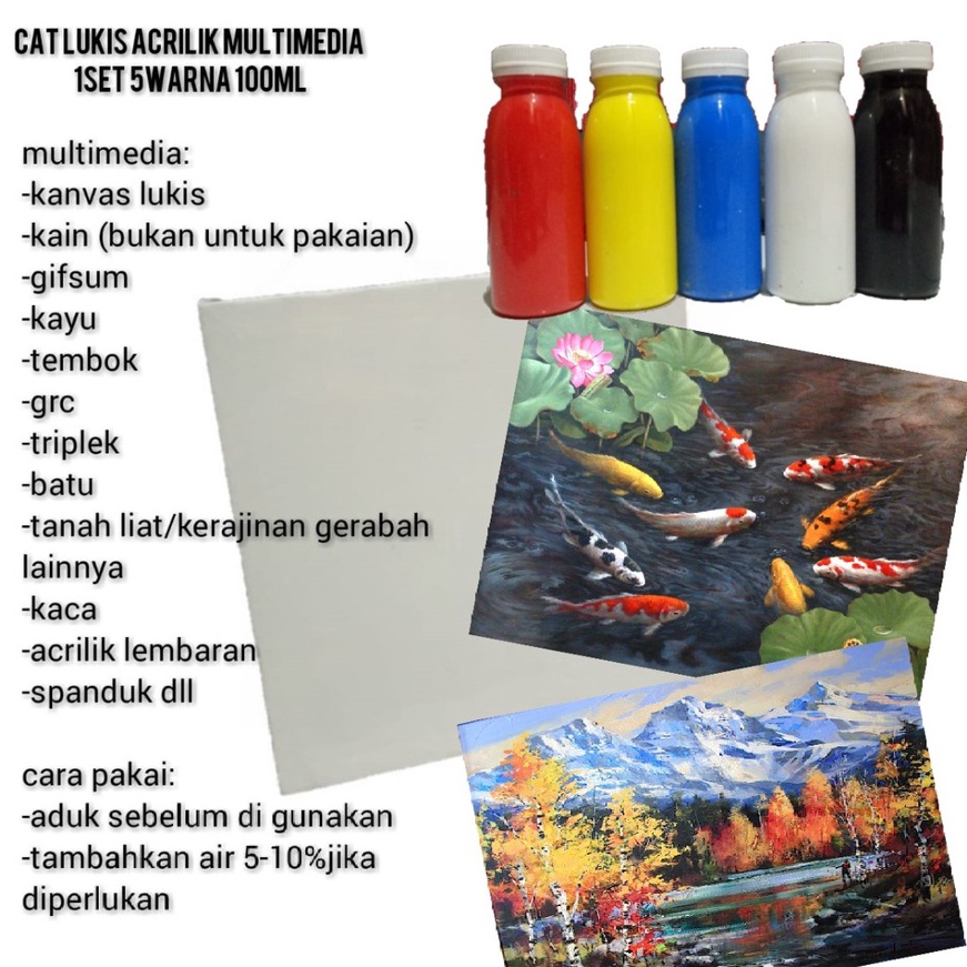 

berkualitas cat lukis acrilik 1 set 5warna 1ml