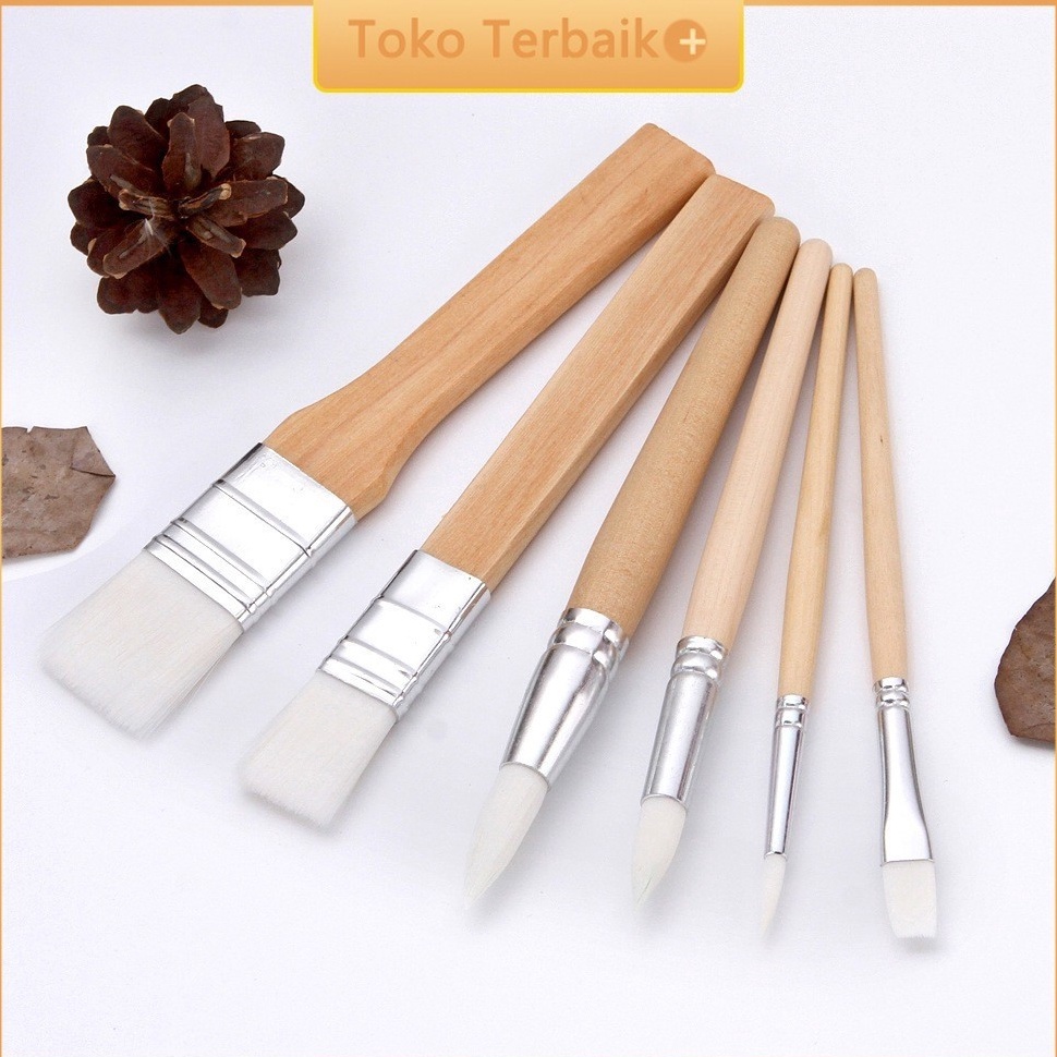 

Art Brush Set 6 pcs Kuas Lukis Face Painting Art Supplies Nylon Paint Brushes Stationery ART T4I6