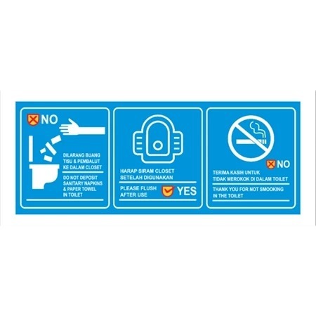 

STIKER VINYL JAGALAH KEBERSIHAN TOILET Uk. 30 X 10 CM SIGN RAMBU K3