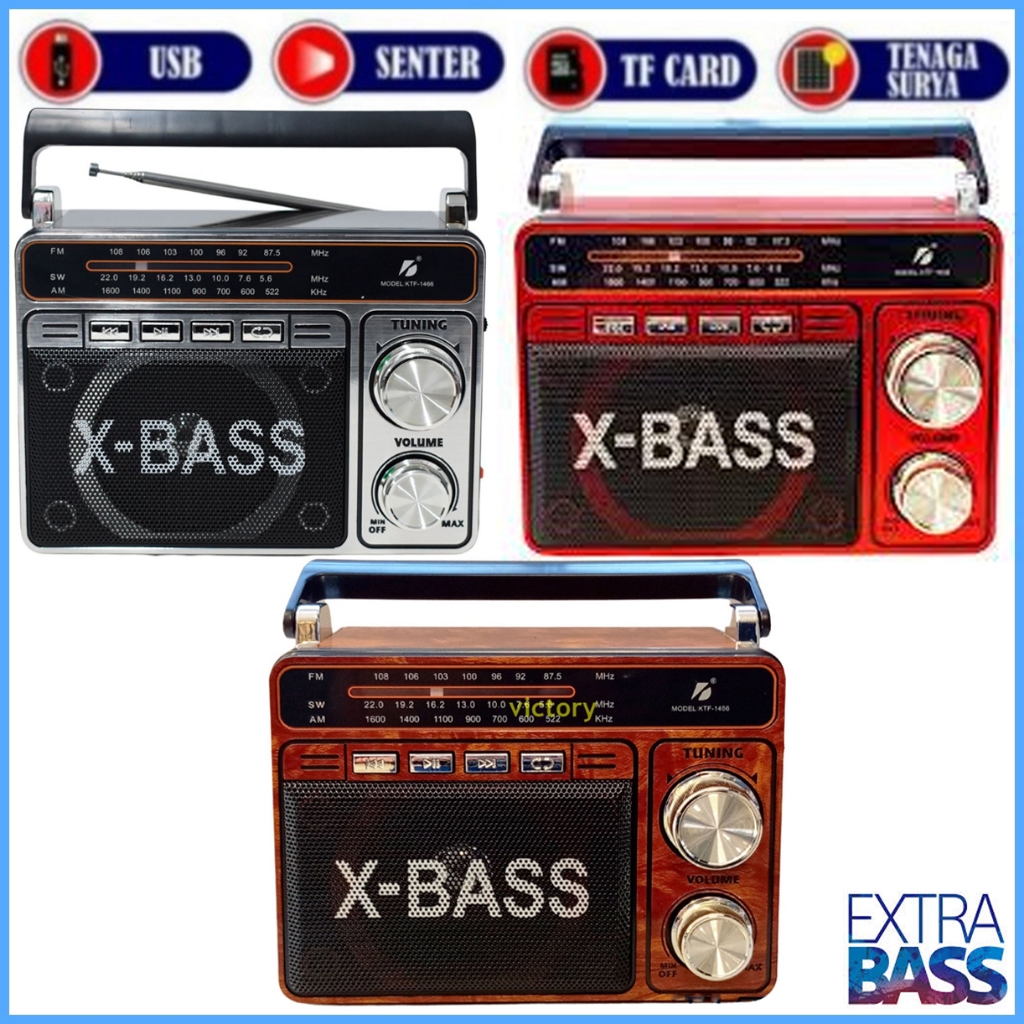 Radio Klasik Radio X-Bass ktf 1466 FM Radio Bluetooth Super Bass