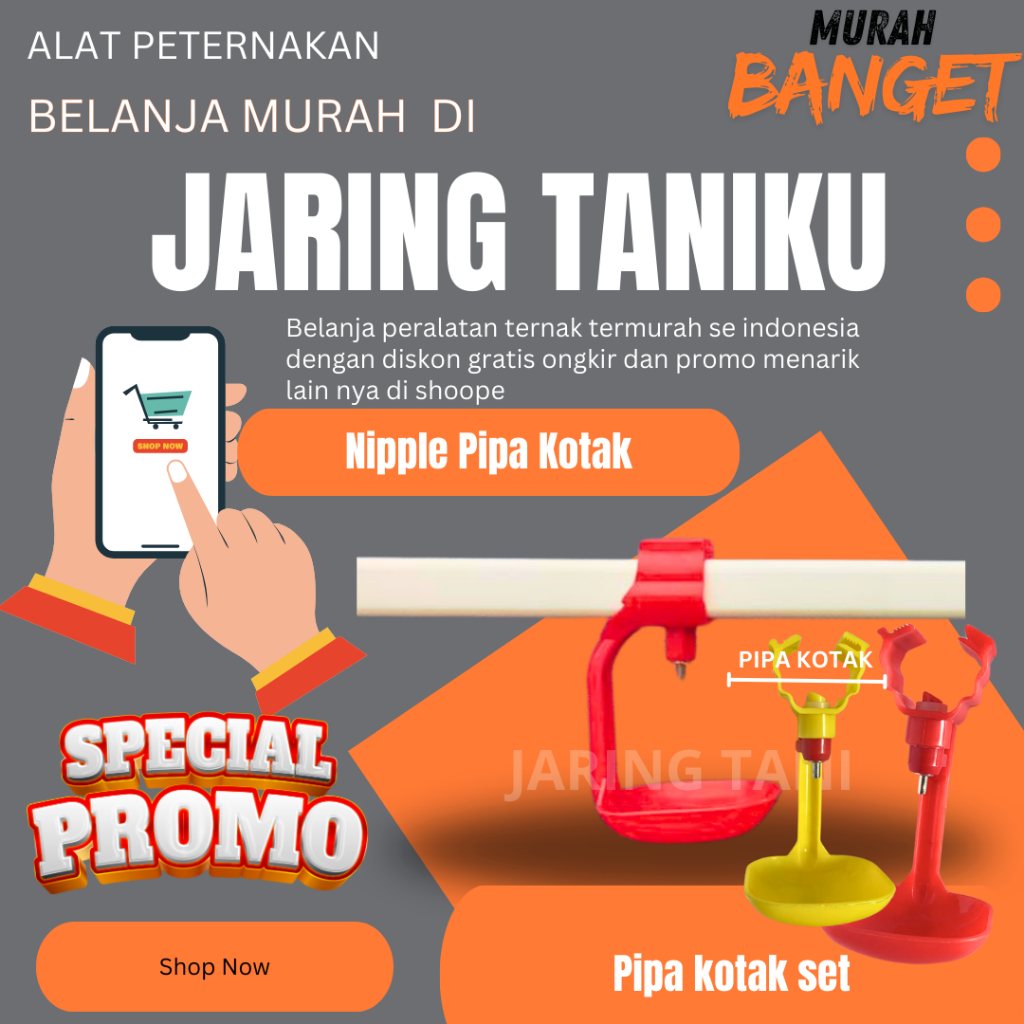 nipple drink cup / nipel minum ayam broiler untuk pipa kotak