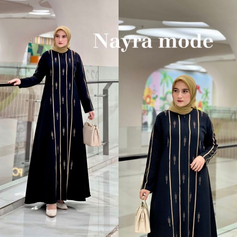 Long dress Abaya nayra jetblack premium | Abaya | Gamis arab | Gamis pesta